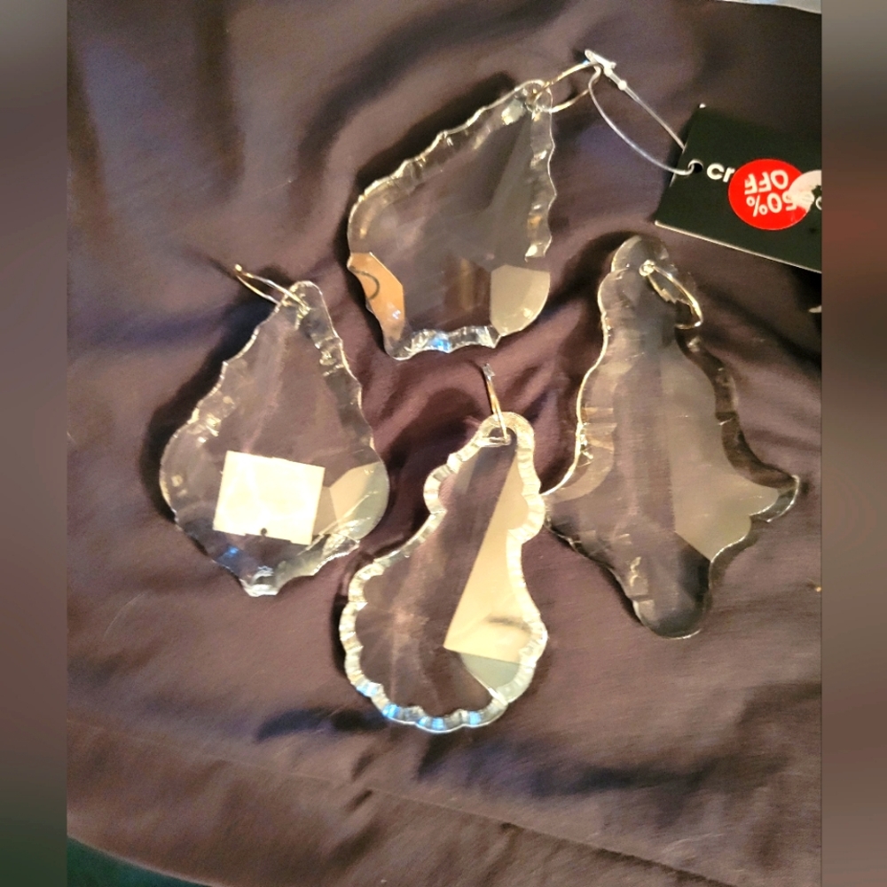 Lot of 4-3 inch crystal glass chandelier ornaments